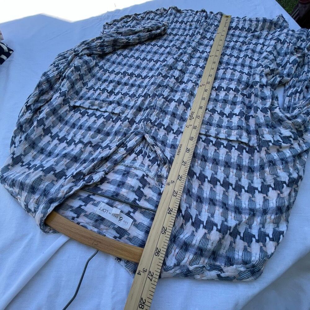 Lou & Grey LOFT houndstooth tie front cotton shirt - Picture 9 of 13